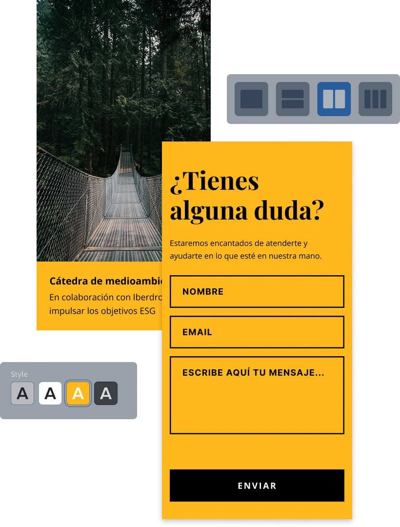 Embedded Design System de Griddo — componente de diseño en el editor y resultado final en el navegador