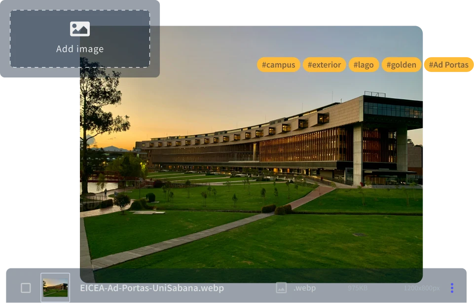 Gestor de activos de Griddo con imagen etiquetada automáticamente por AI Booster