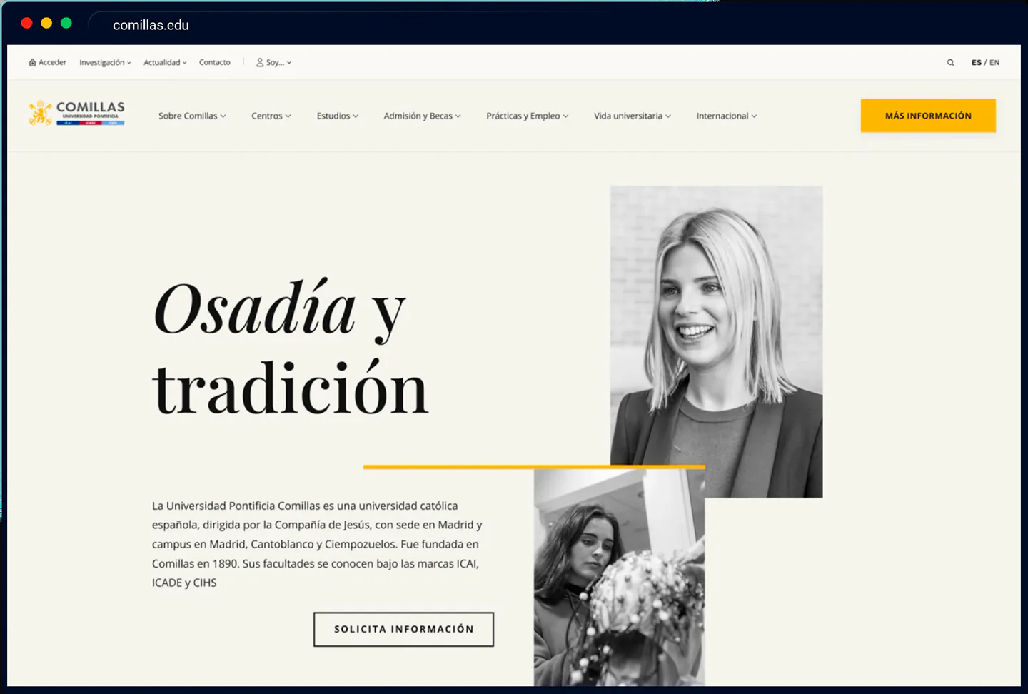 Comillas website screenshot 1