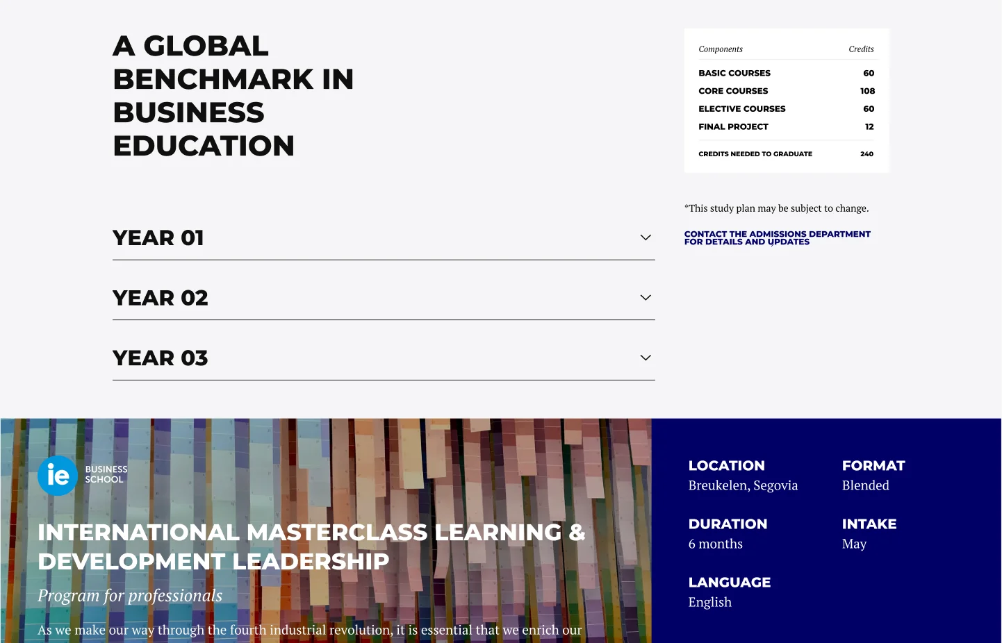 IE University website screenshot 2