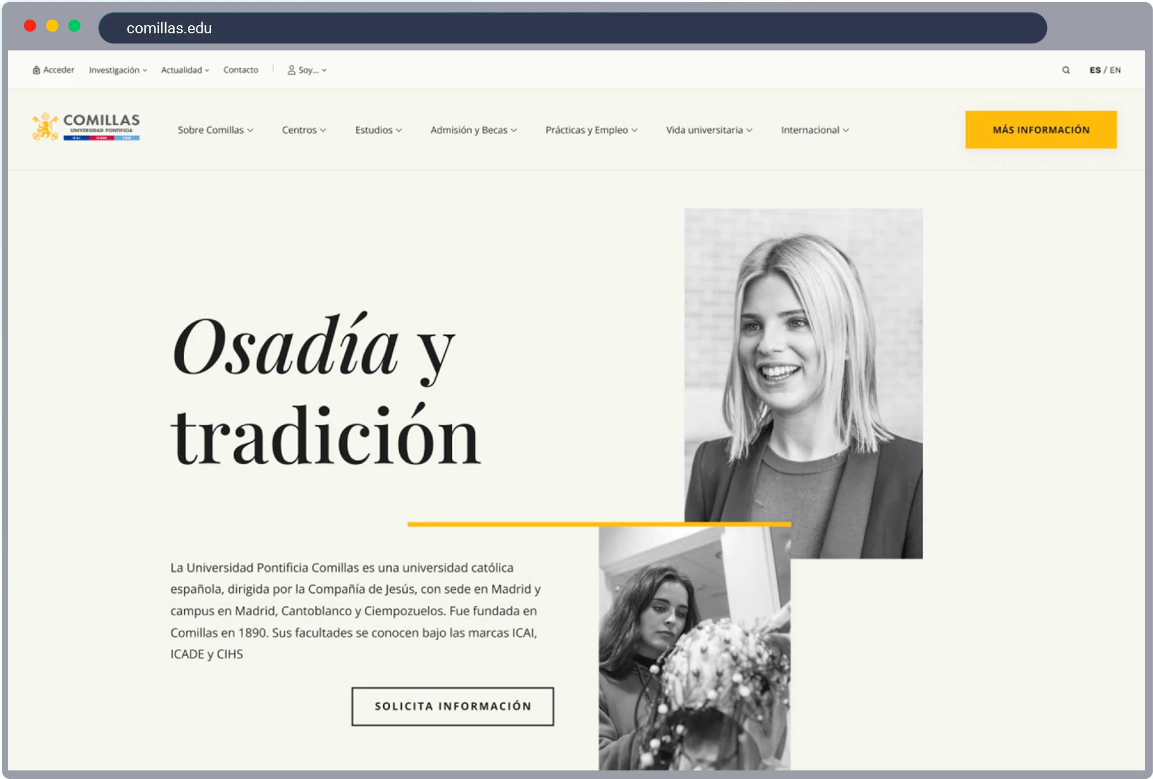 Comillas website screenshot 1