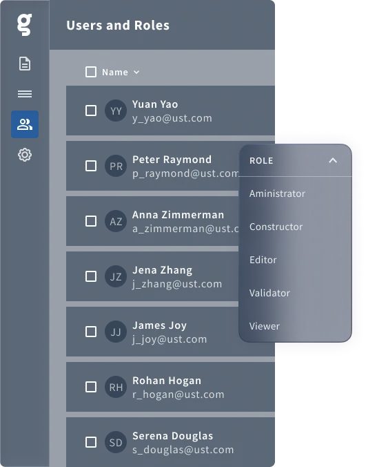 Plataforma de colaboración de Griddo mostrando múltiples roles de usuario