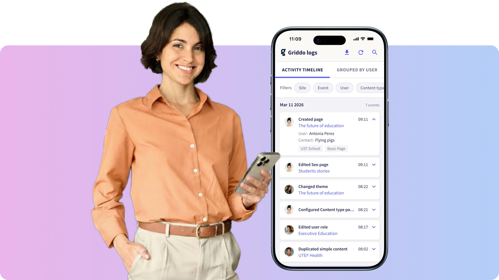 University digital governance accessible from mobile