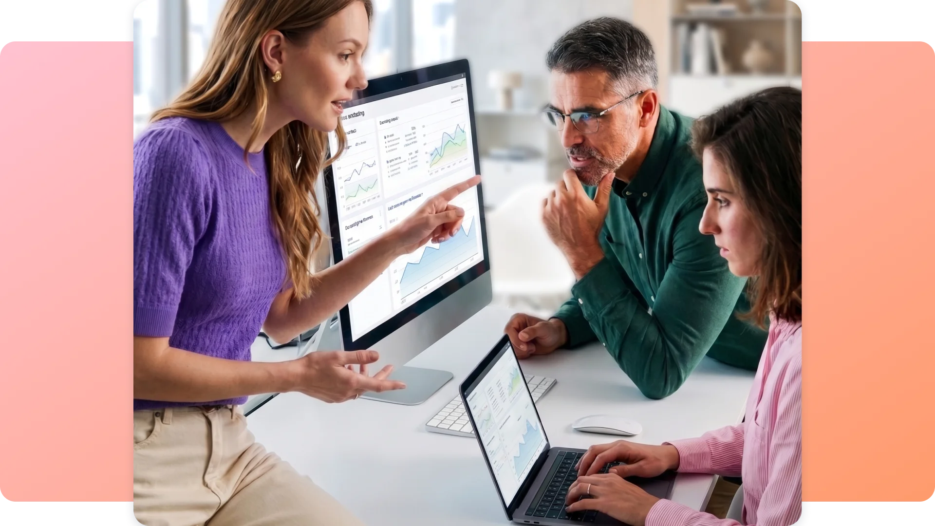 University marketing director reviewing digital data