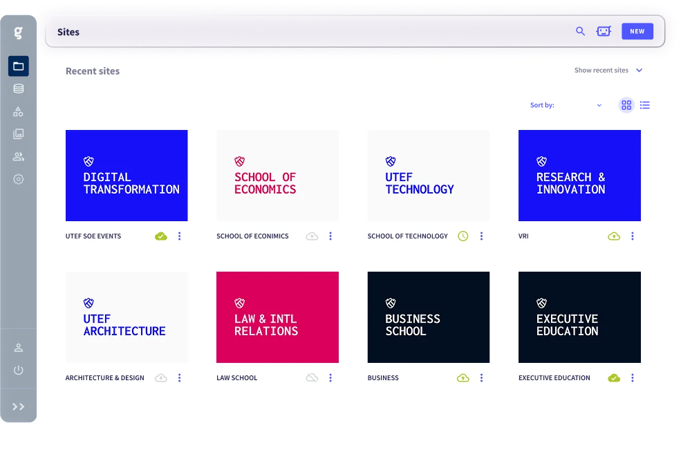 Interfaz de la plataforma Griddo
