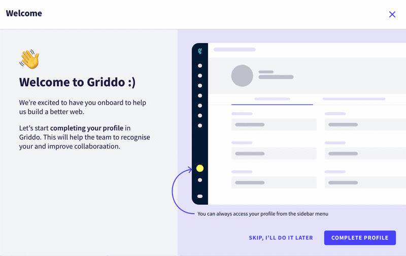 Guía de bienvenida de Griddo para nuevos usuarios